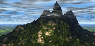 Mountain Haze surreal landscape CGI image screensaver